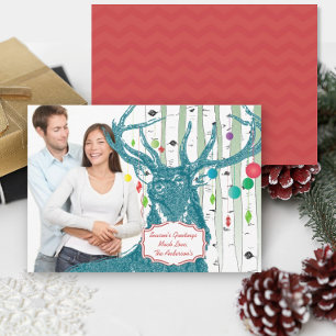 Vintage Birkenbaum Foto Weihnachtskarte Feiertagskarte