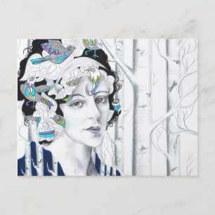 Vintage Birkenbaumvögel Postkarte