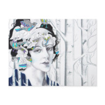 Vintage Birkenbaumvögel Postkarte