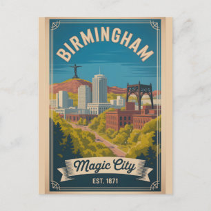 Vintage Birmingham Alabama Retro-Reise Feiertagspostkarte