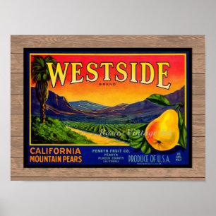 Vintage-Birnen-Fruchtkistenetikett Poster