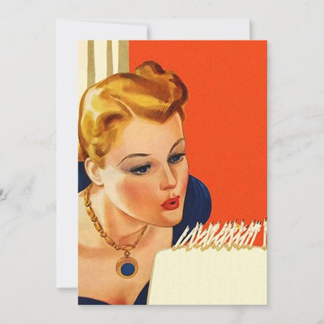 Vintage Birthday Cake Candle Blank Einladung (Vorderseite)