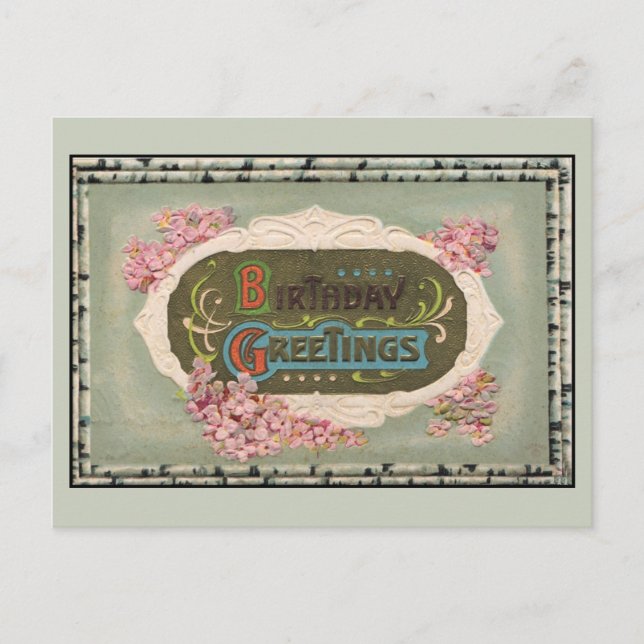 Vintage birthday greetings postkarte (Vorderseite)