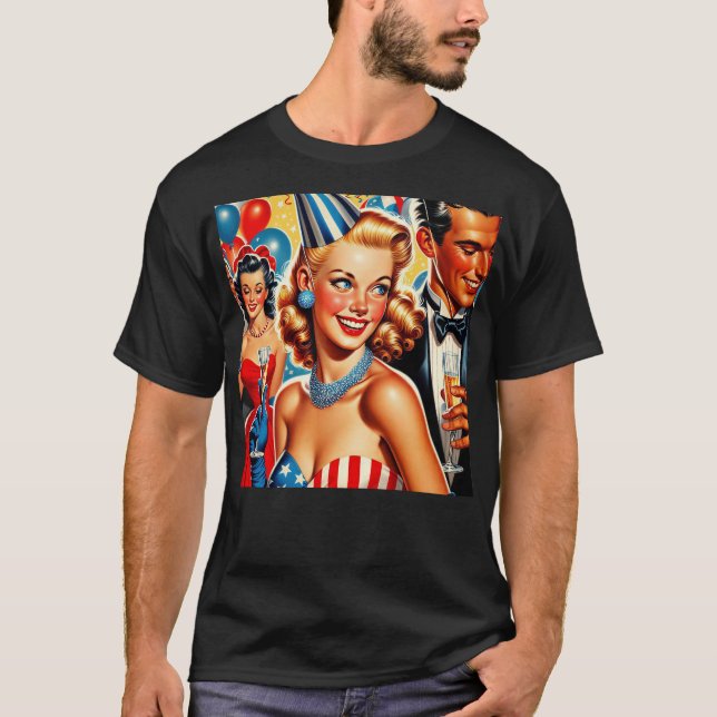 Vintage Birthday Illustration  T-Shirt (Vorderseite)