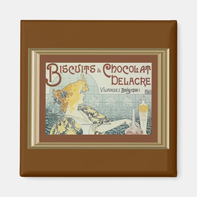 Vintage Biscuits Schokolade Delacre Ad Magnet (Vorne)