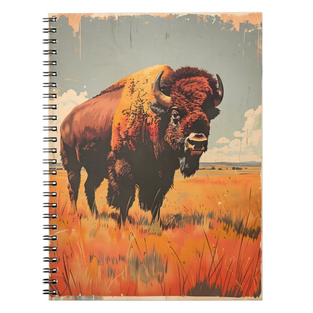 Vintage Bison-Illustration Notizblock (Vorderseite)