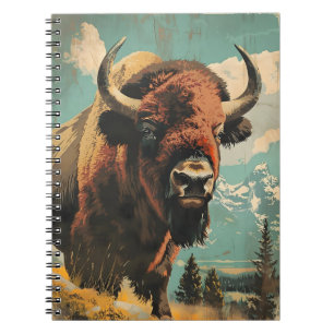 Vintage Bison-Illustration Notizblock