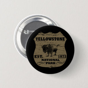 Vintage Bison Yellowstone Nationalpark Button