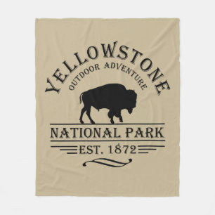 Vintage Bison Yellowstone Nationalpark Fleecedecke
