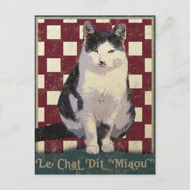 Vintage Bistro-Katze Postkarte (Vorderseite)