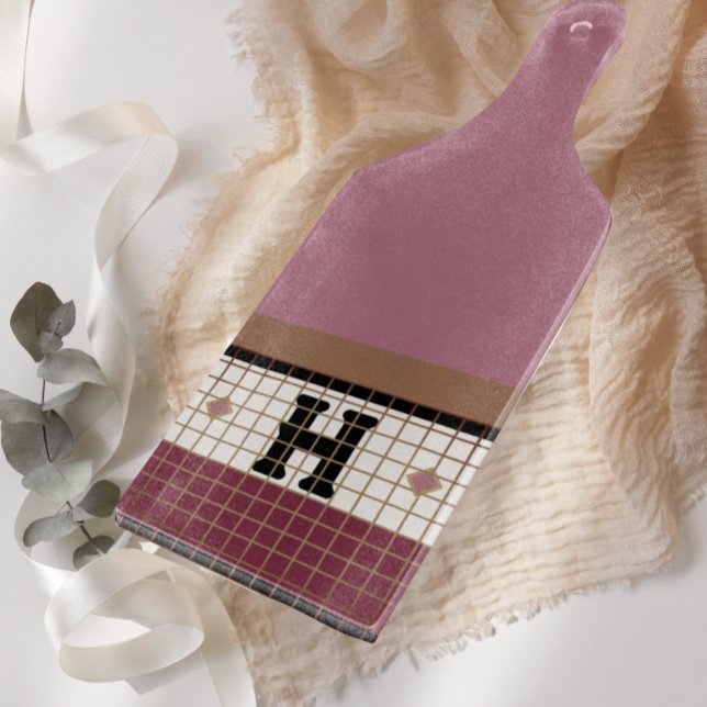 Vintage Bistro-Tile-Cranbere und Goldmonogramm Schneidebrett (Von Creator hochgeladen)