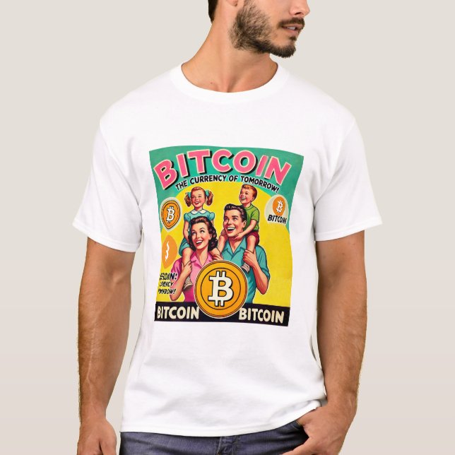 Vintage Bitcoin-BTC-Werbung Kryptowährung T-Shirt (Vorderseite)