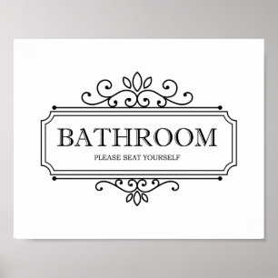 Vintage Bitte Nehmen Sie Platz Lustiges Badezimmer Poster