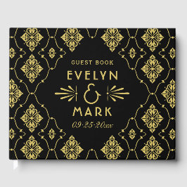 Vintage Black and Gold Art Deco Wedding Gästebuch