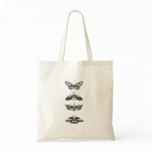 Vintage Black and White Butterfly Sketch tote bag