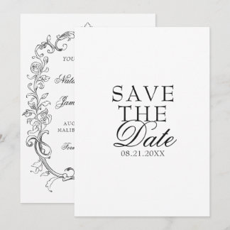 Vintage Black And White Old Money Fancy Wedding Save The Date
