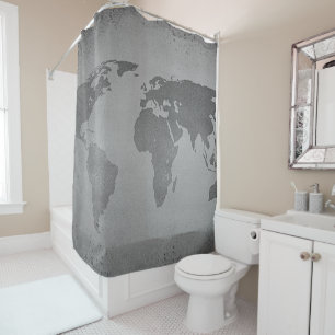 Vintage black and white world map duschvorhang