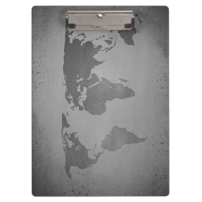 Vintage black and white world map klemmbrett (Vorderseite)