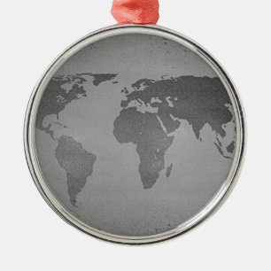 Vintage black and white world map ornament aus metall
