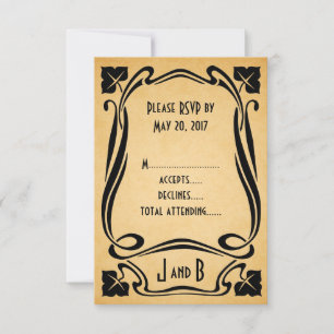 Vintage Black Art Deco Wedding RSVP Cards Karte