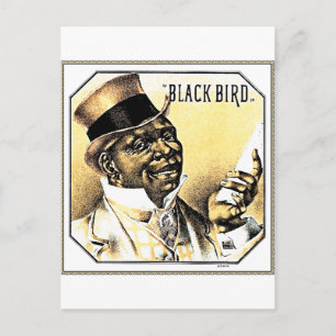 Vintage Black Bird Box Kunst Postkarte