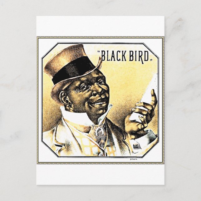 Vintage Black Bird Box Kunst Postkarte (Vorderseite)