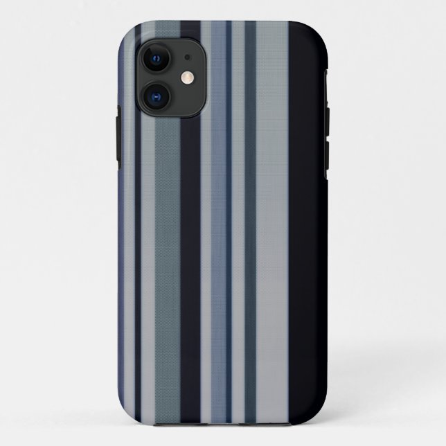 Vintage Black Blue Patterns Stripes iPhone Case (Rückseite)