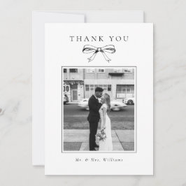 Vintage Black Bow Foto Flat Wedding Dankeskarte