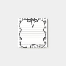 Vintage Black Bow Notes 3x3 Sticky Notepad