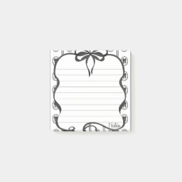 Vintage Black Bow Notes 3x3 Sticky Notepad Post-it Klebezettel