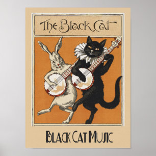 Vintage Black Cat Advertisement Poster 
