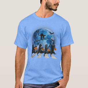 Vintage Black Cat Halloween Blue Moon Scary Kitty  T-Shirt