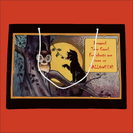 Vintage Black Cat Halloween-Geschenktasche Große Geschenktüte