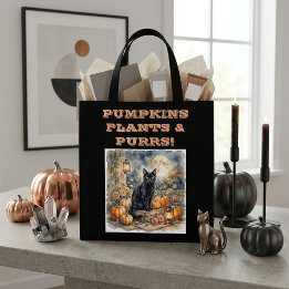 Vintage-Black-Cat-Halloween-Kürbisse-Pflanzen-Schn