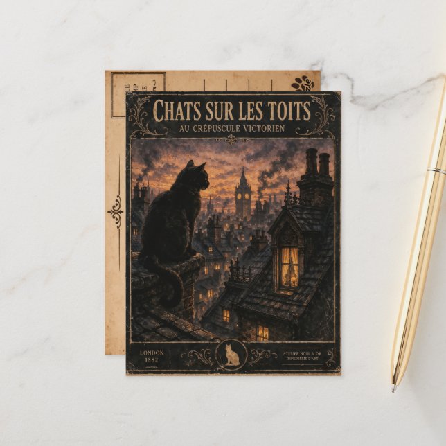 Vintage Black Cat London Postcard Postkarte (Vorderseite/Rückseite Beispiel)