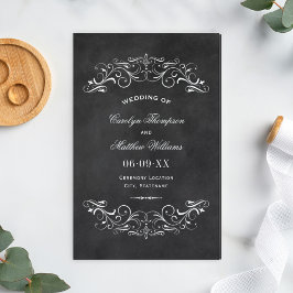 Vintage Black Chalkboard Geblüht Hochzeitsprogramm