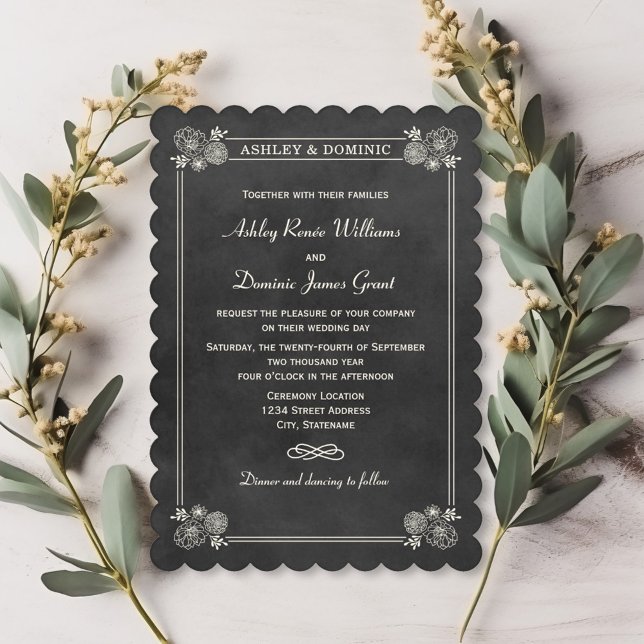 Vintage Black Chalkboard Hochzeit Einladung (Von Creator hochgeladen)