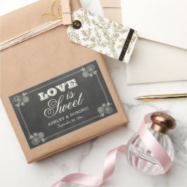 Vintage Black Chalkboard Hochzeit Liebe ist süß Rechteckiger Aufkleber