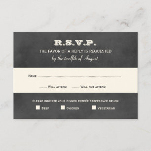 Vintage Black Chalkboard Hochzeit RSVP Karte