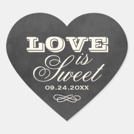 Vintage Black Chalkboard Liebe ist süße Hochzeit Herz-Aufkleber