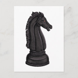 Vintage black chess piece postkarte