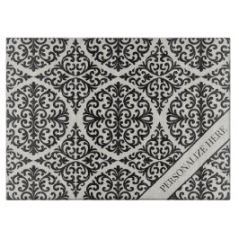 Vintage Black Damask Kitchen Design Schneidebrett