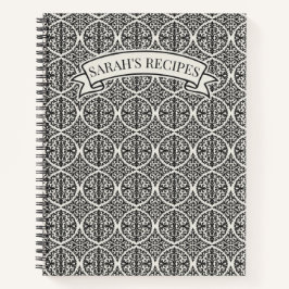 Vintage Black Damask Kitchen Recipe Notizbuch