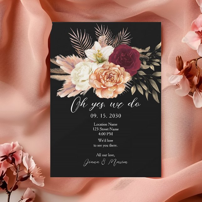 Vintage Black Floral Wedding Card Einladung (Von Creator hochgeladen)