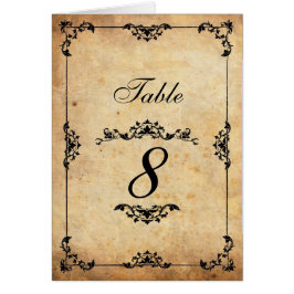 Vintage Black Floral Wedding Tischnummer