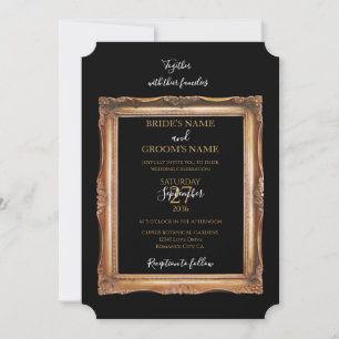 Vintage Black & Gold-Hochzeit Einladung