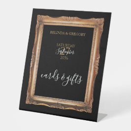 Vintage Black & Gold Hochzeitkarten & Geschenke Sockelschild