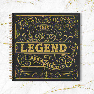 Vintage Black Gold Legend Ruhestands-Gästebuch Notizbuch