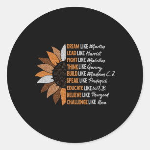 Vintage Black History Month Sonnenblume Träume wie Runder Aufkleber