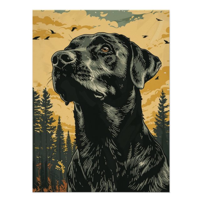 Vintage Black Labrador Retriever Postings Poster (Vorderseite)